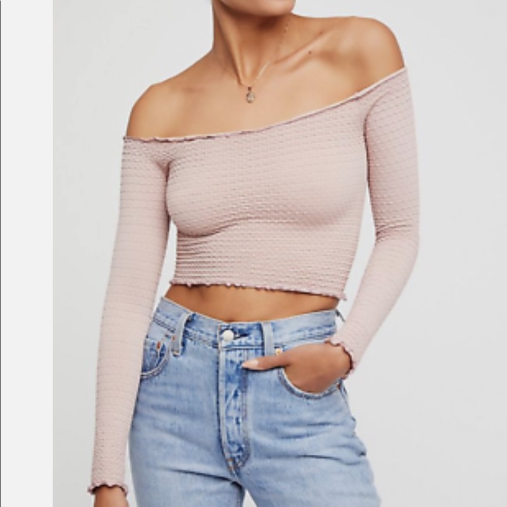 Free People Textured Long Sleeve Crop